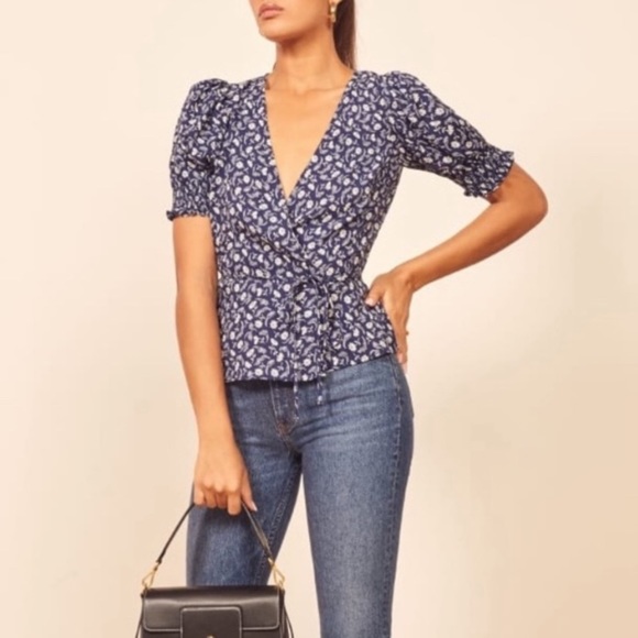 Poire Floral Wrap Blouse - Picture 3 of 4